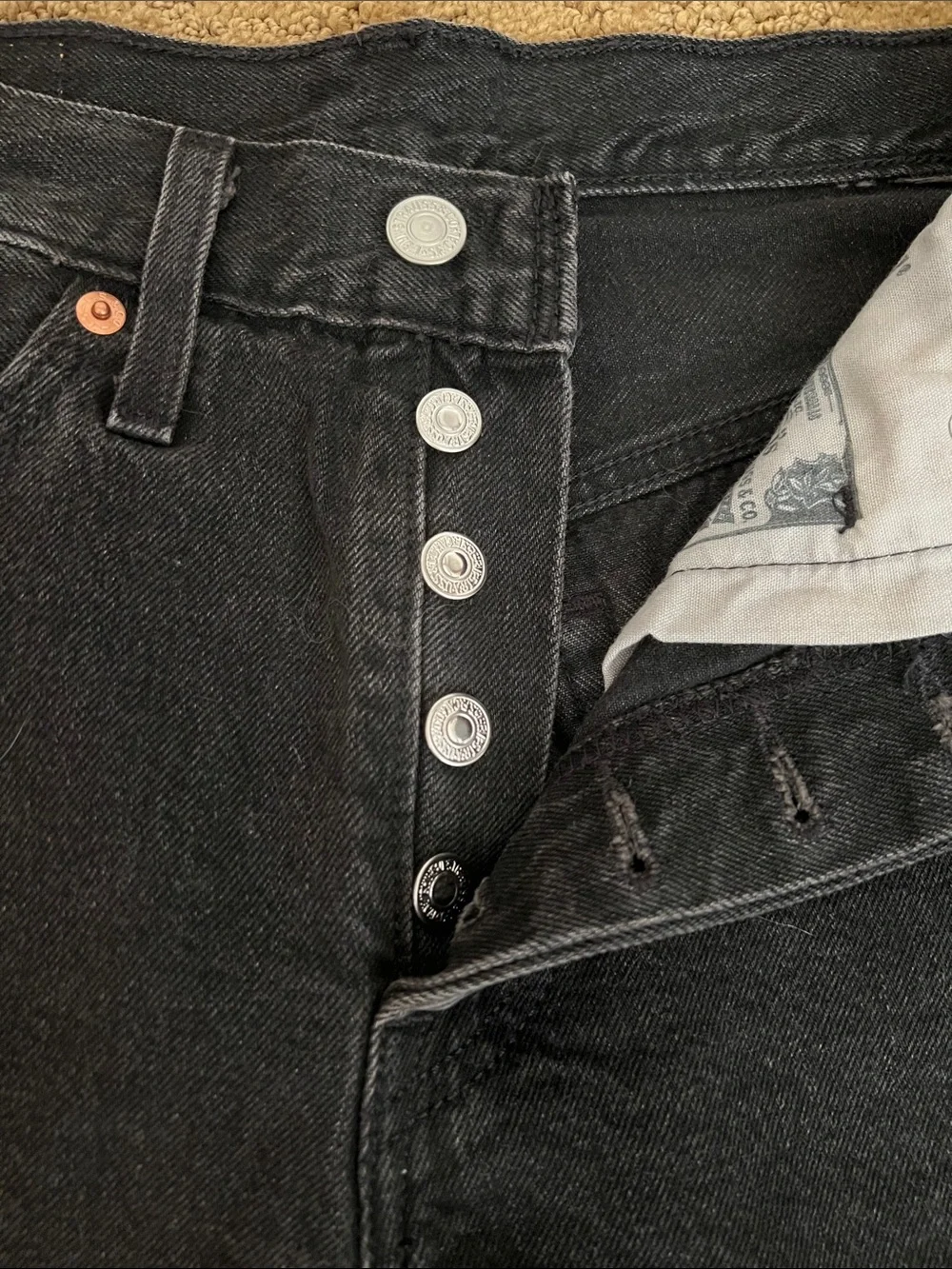 Levi's Black Frayed Denim Cutoff Shorts